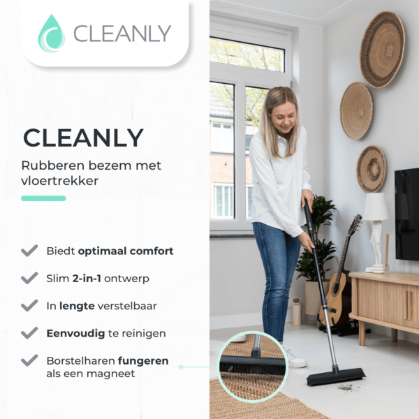 CLEANLY Rubberen Bezem met Telescopische Steel - Afbeelding 2